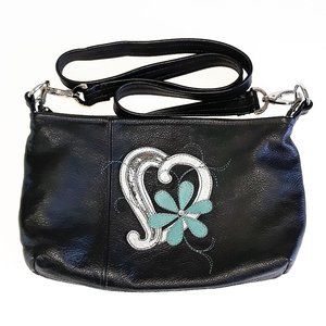 Bamzi Bag silver heart blue flower crossbody bag